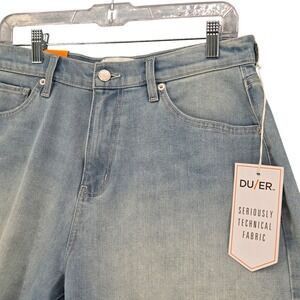 DU/ER NEW Women 30 Midweight Performance High Rise Denim Shorts Light Bleach